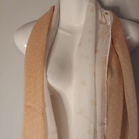Polka Dots Peach Lightweight Infinity  Scarf - Picture 4 of 10